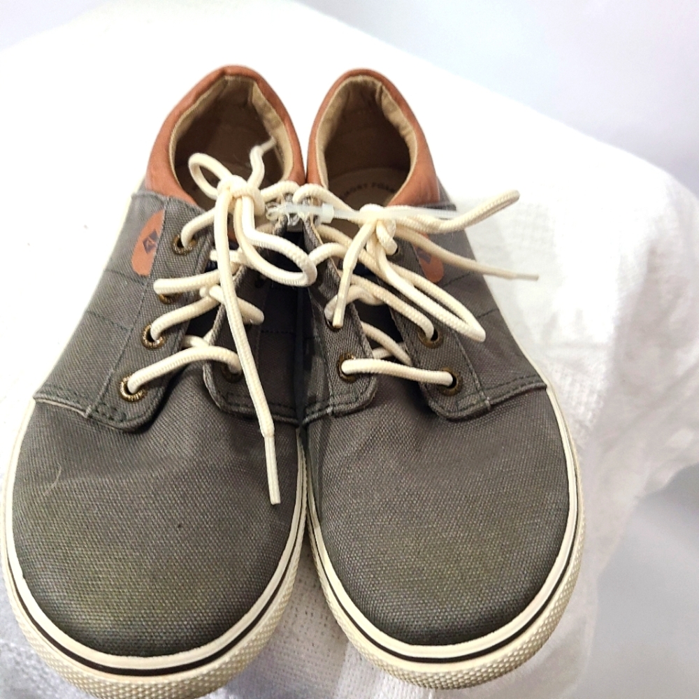 Sperry Top Sider SP-Ollie Size 3M Youth Boys Canvas Sneaker Shoes Gray